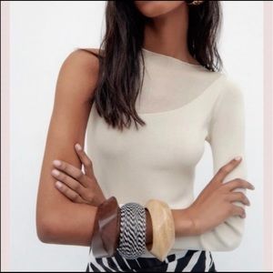 Cream Zara one-sleeved top - NEW WITH TAG - Small